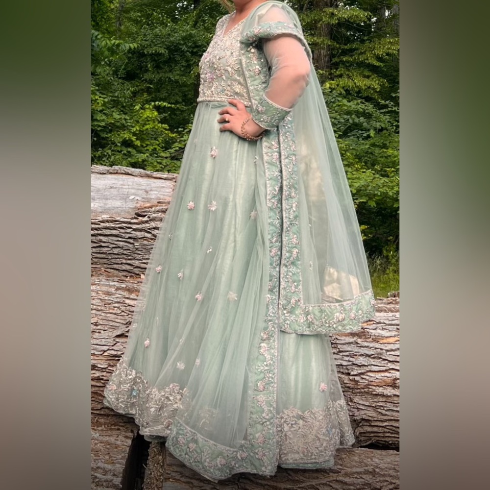 Designer Pakistani  wedding formal wear stunning embellished -medium maxi